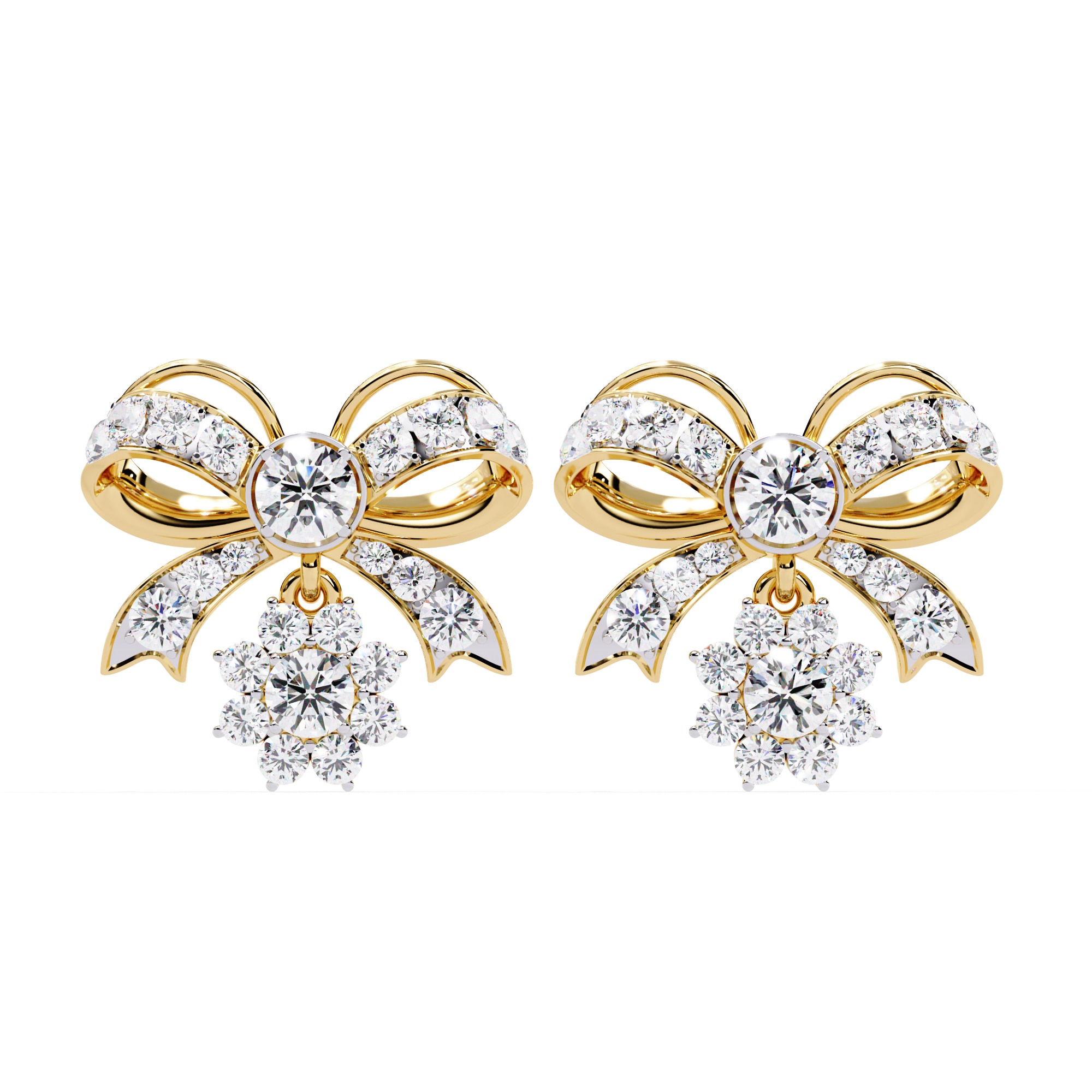 Dazzling Bow Elegance: Diamond Drop Earrings