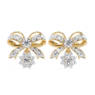 Dazzling Bow Elegance: Diamond Drop Earrings