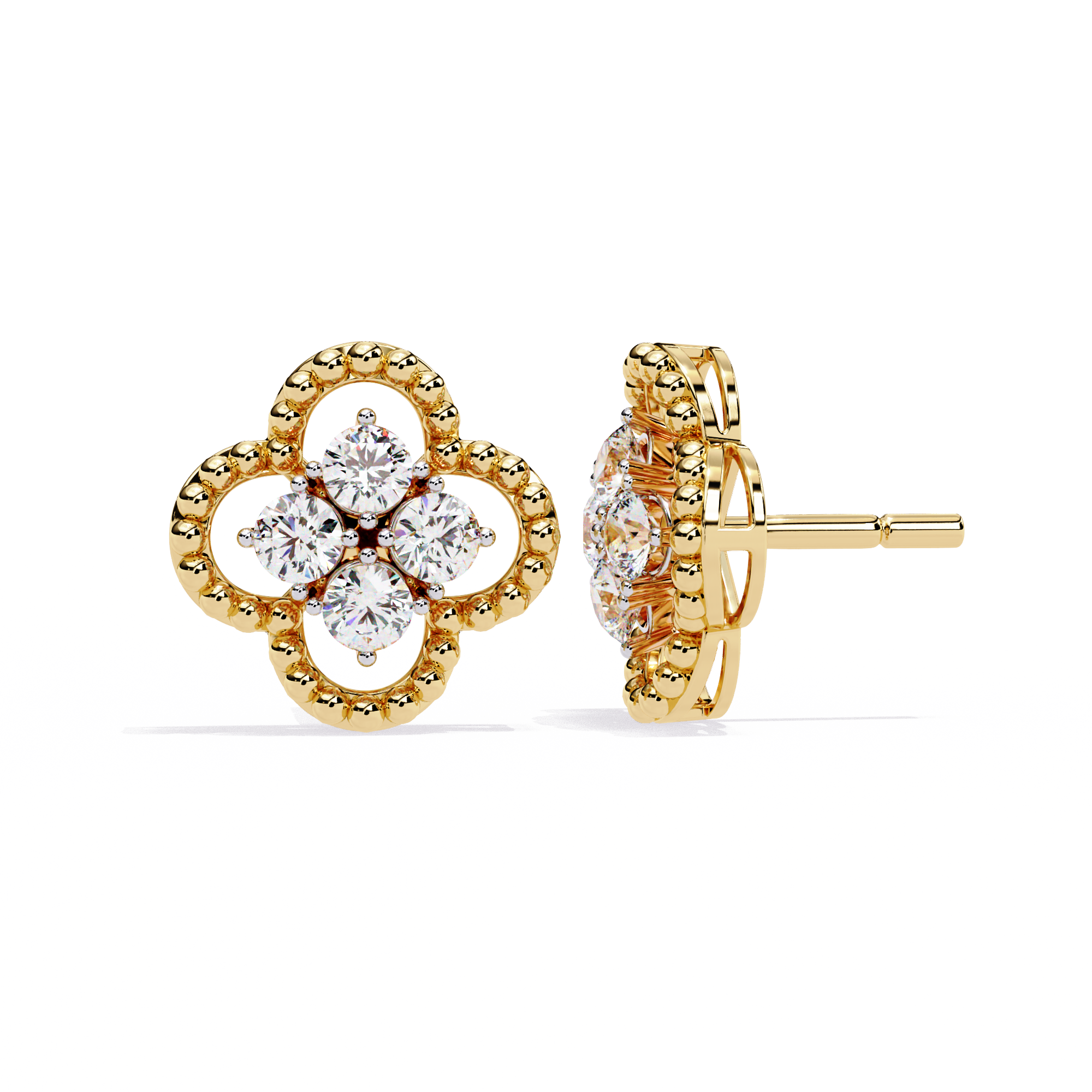 Dazzling Diamond Clover Earrings – A Touch of Elegance