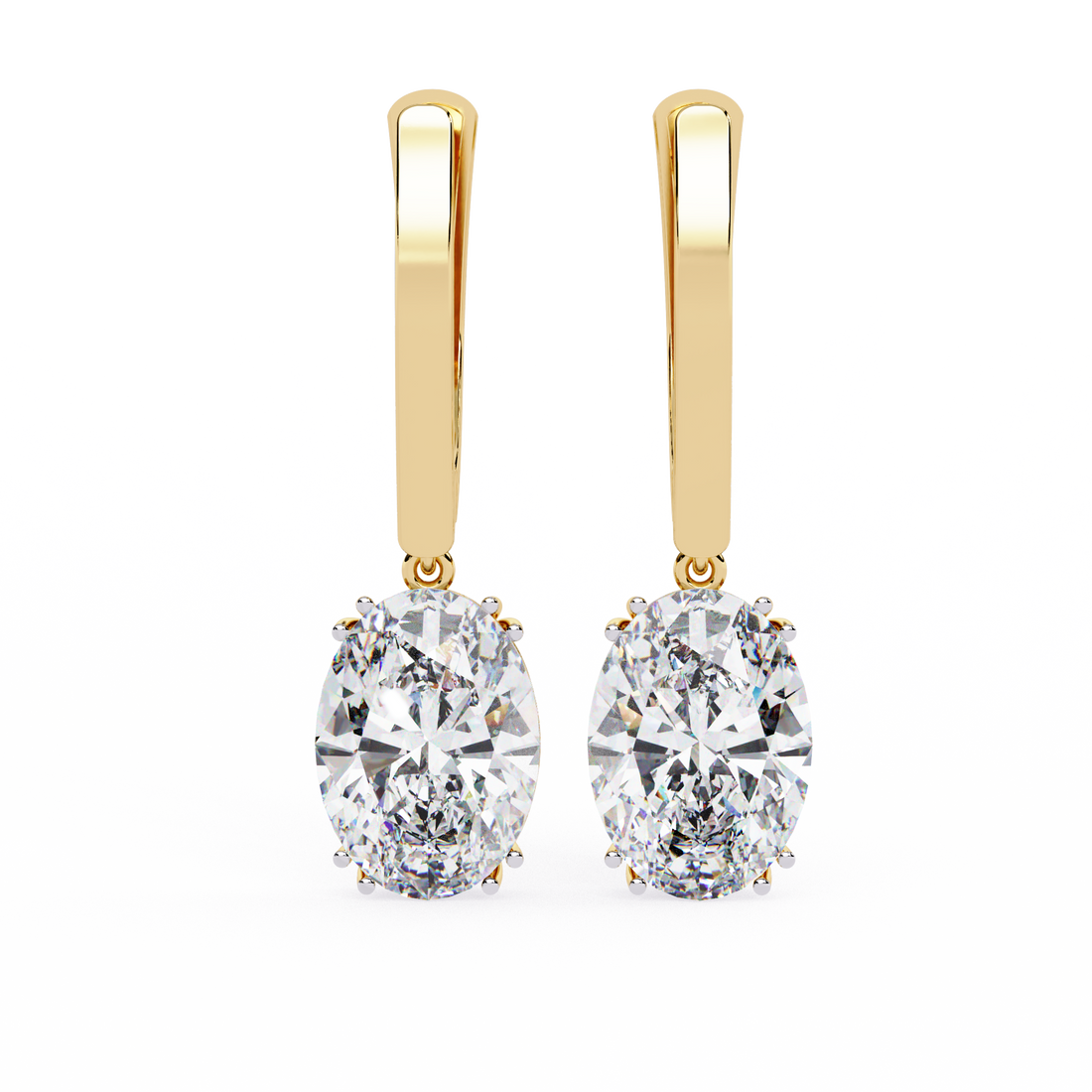 Classic Drop Earrings with Sparkling Oval Diamonds