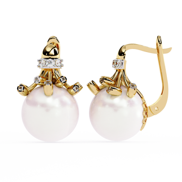 ✨White Pearl & Diamond Drop Earrings✨