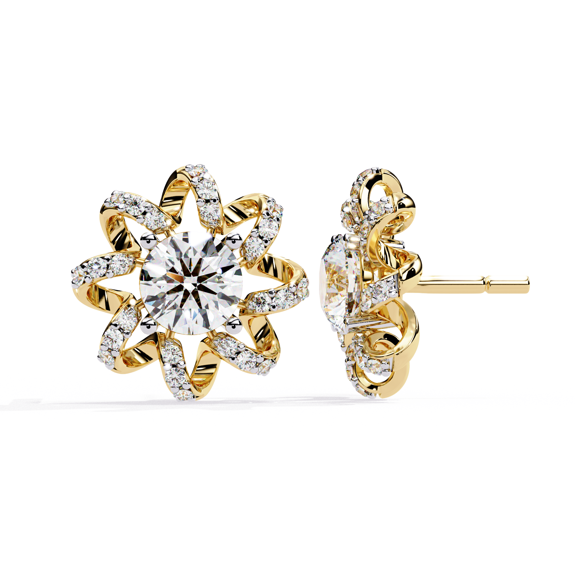 Sparkling Floral Elegance Diamond Earrings