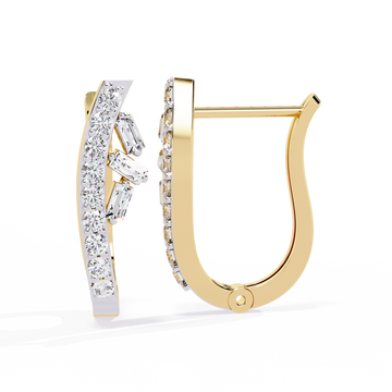 Exquisite Diamond Hoop Earrings with Baguette & Round Cut Accents