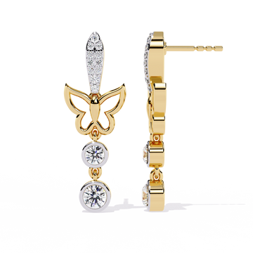 🦋 0.95 CTW Butterfly Diamond Drop Earrings