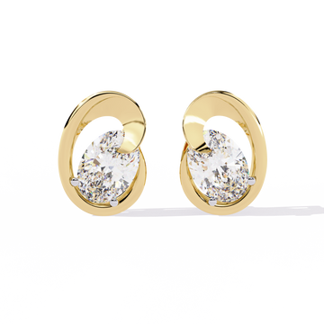 🌟Golden Orbit Oval Lab Diamond Studs🌟