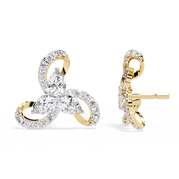 🌟Trillium Swirl Pear & Round Diamond Studs🌟