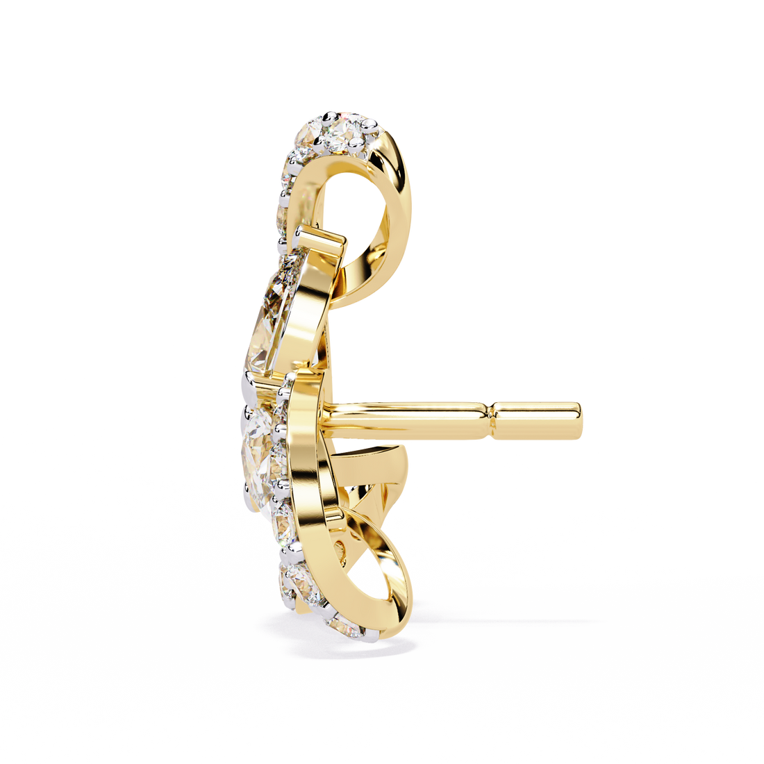 🌟Trillium Swirl Pear & Round Diamond Studs🌟