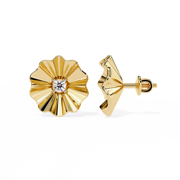 🌟Golden Petal Fluted Diamond Studs🌟