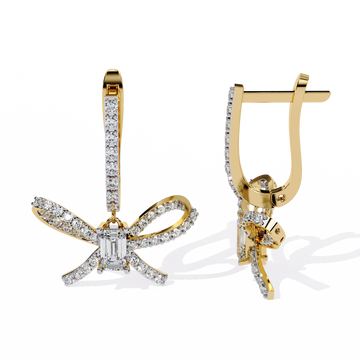 🌟Radiant Bow Emerald-Cut Diamond Drop Earrings🌟