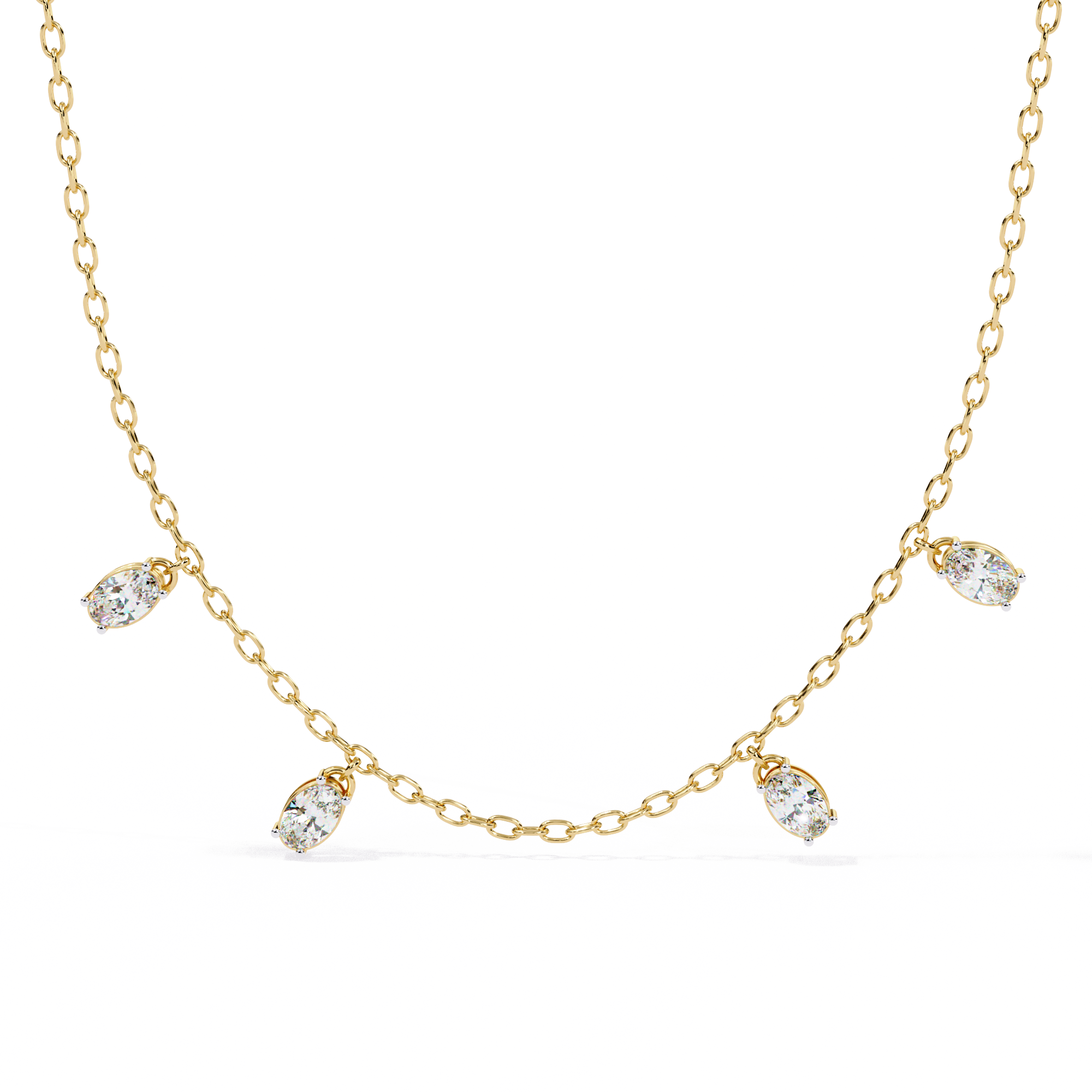 Dewdrop Elegance: Oval Diamond Necklace