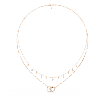 Sunburst and Circle Layered Necklace with Diamond Accents