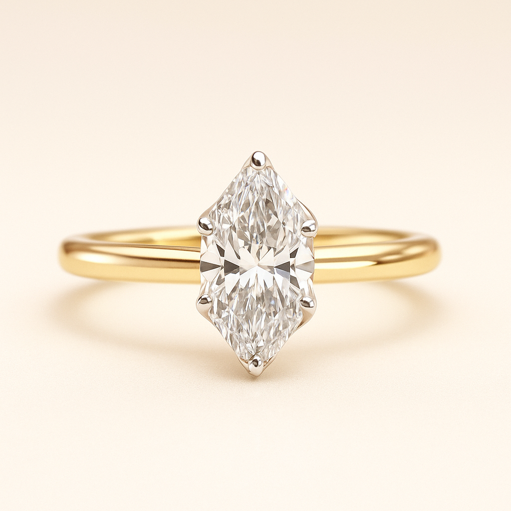 1.00 Ct Marquise Cut Solitaire Diamond Engagement Ring – IGI Certified | Elegant Boat-Shaped Design