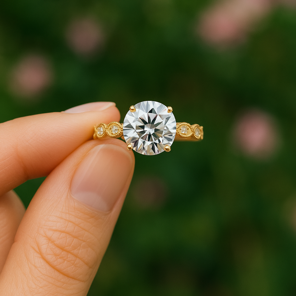 2.00 Ct Round Brilliant Diamond Engagement Ring Vintage Band | IGI Certified