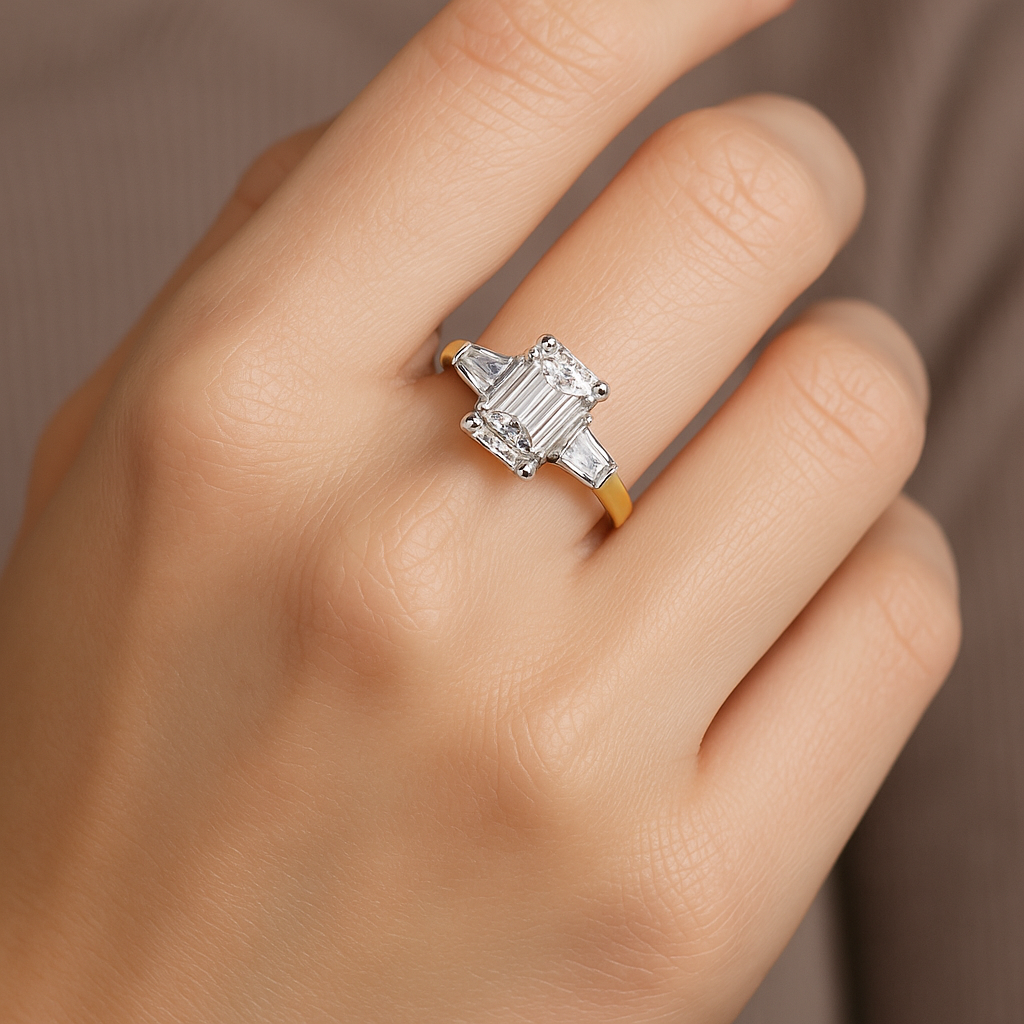 2.00 Ct Emerald Cut Diamond Engagement Ring with Baguette Side Stones – IGI Certified
