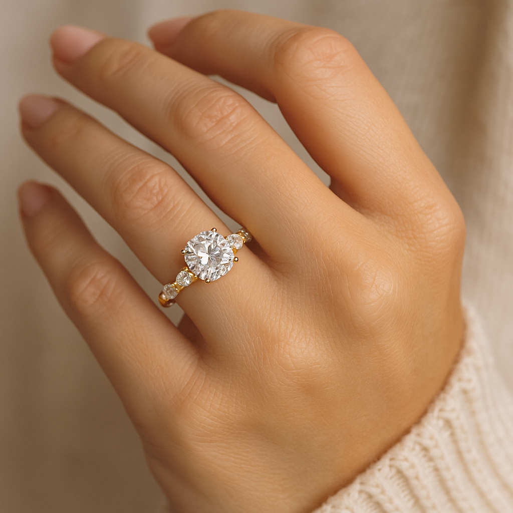 2.50 Ct Cushion Cut Diamond Engagement Ring with 0.90 Ct Side Stones – IGI Certified