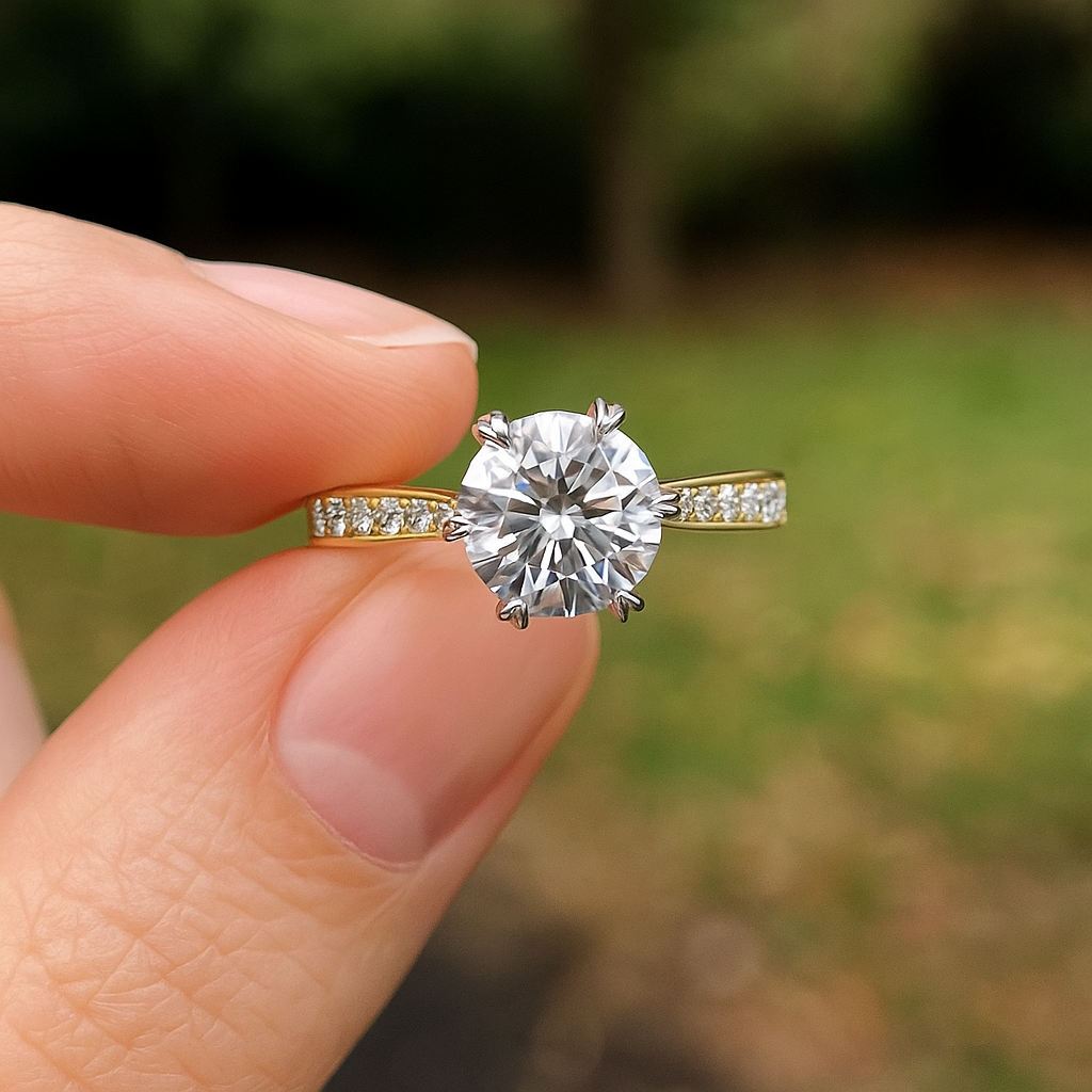 1.00 Ct Round Brilliant Diamond Engagement Ring with Side Accents – IGI Certified