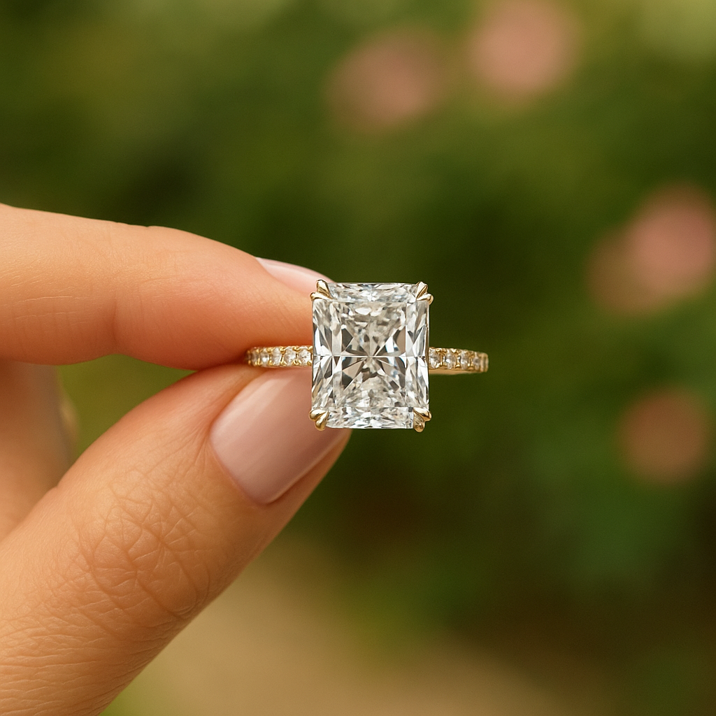 3.00 Ct Radiant Cut Diamond Engagement Ring with Side Stones | IGI Certified