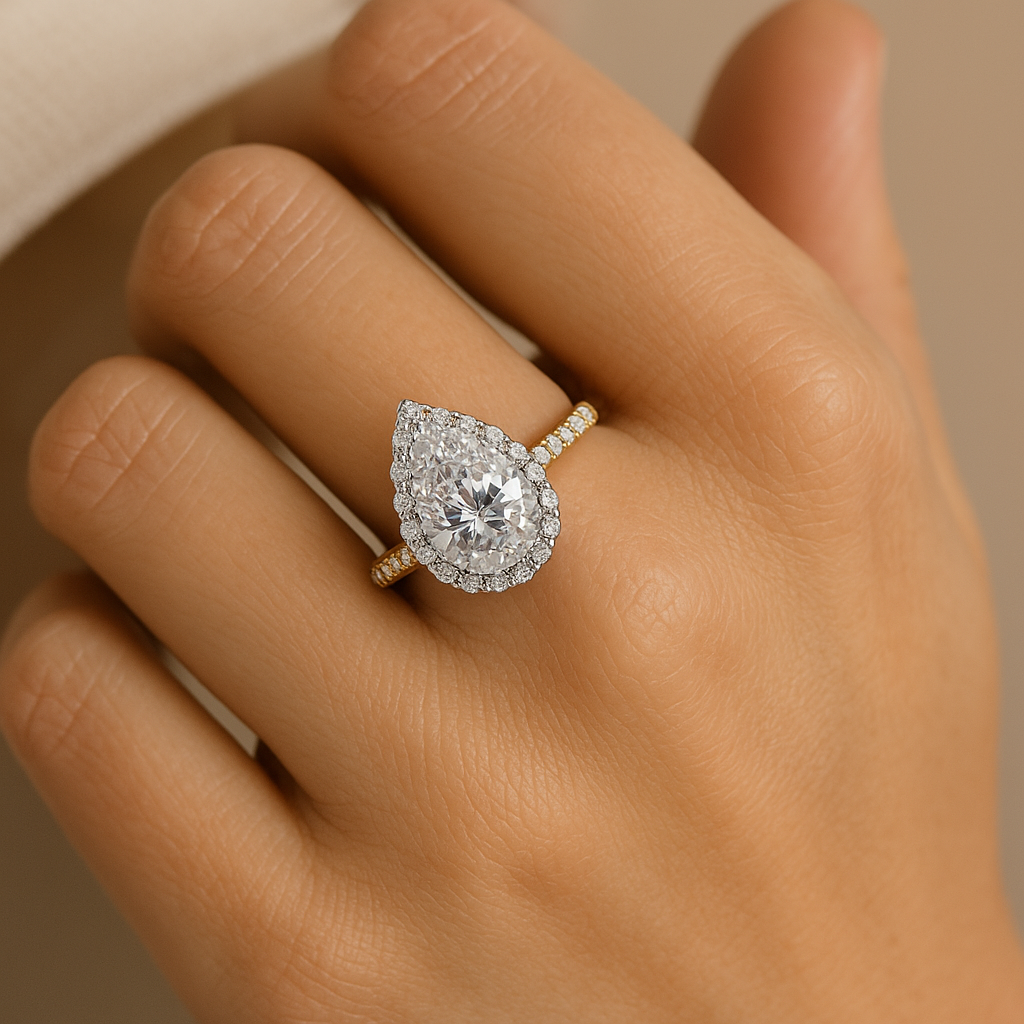 1.50 Ct Pear Cut Diamond Engagement Ring with Side Stones – IGI Certified