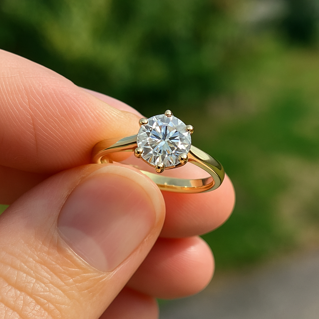 1.00 Ct Round Brilliant Diamond Engagement Ring with Side Accents – IGI Certified